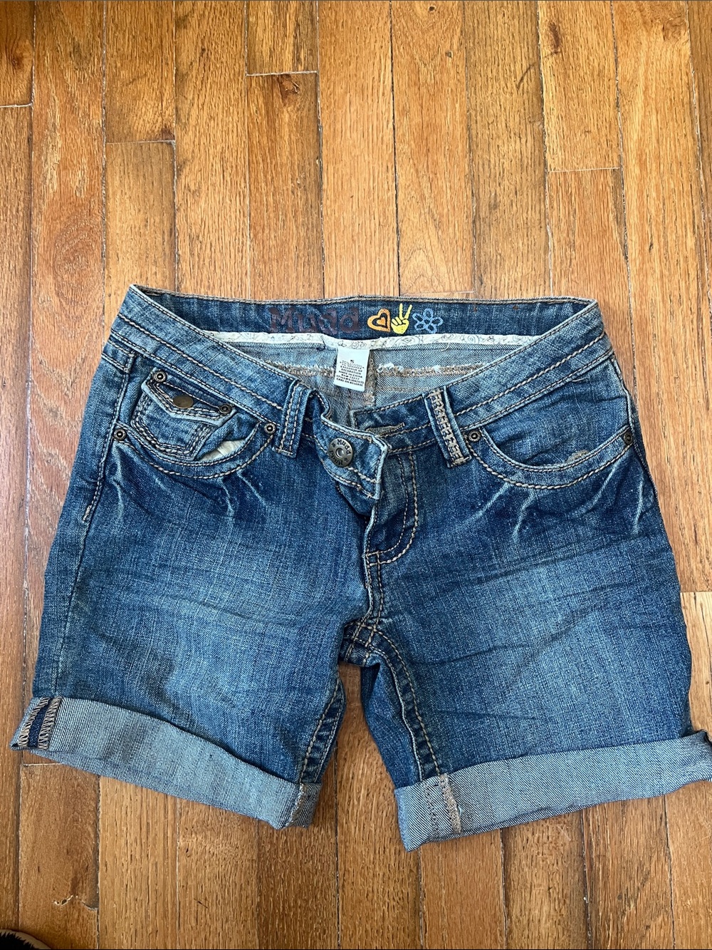 Mudd Dark Blue Cuffed Denim Shorts